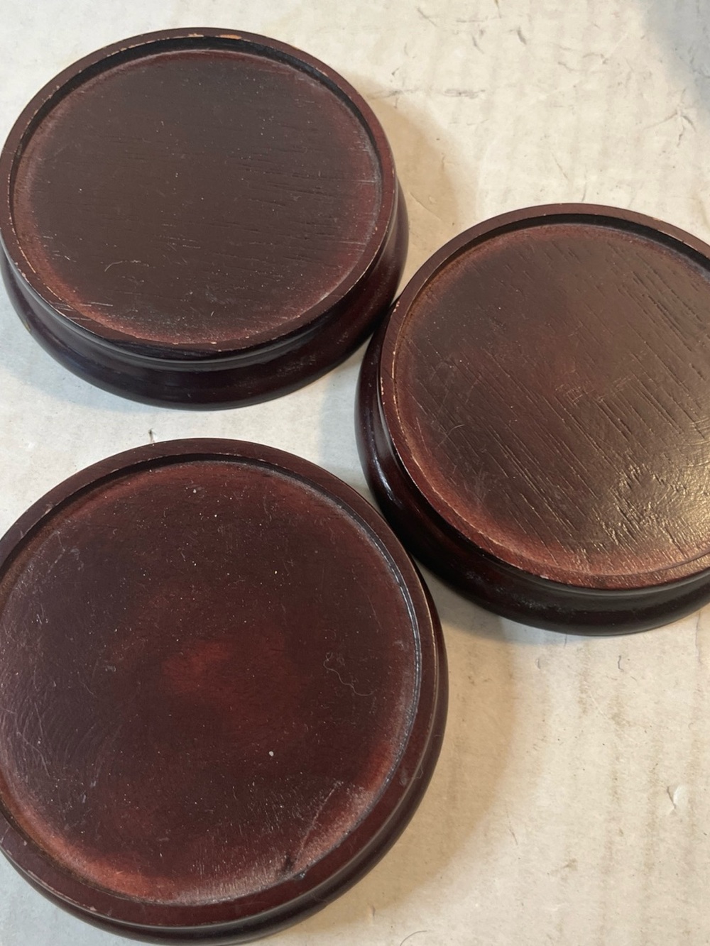 Classic Round Wooden Display Bases in Dark Brown